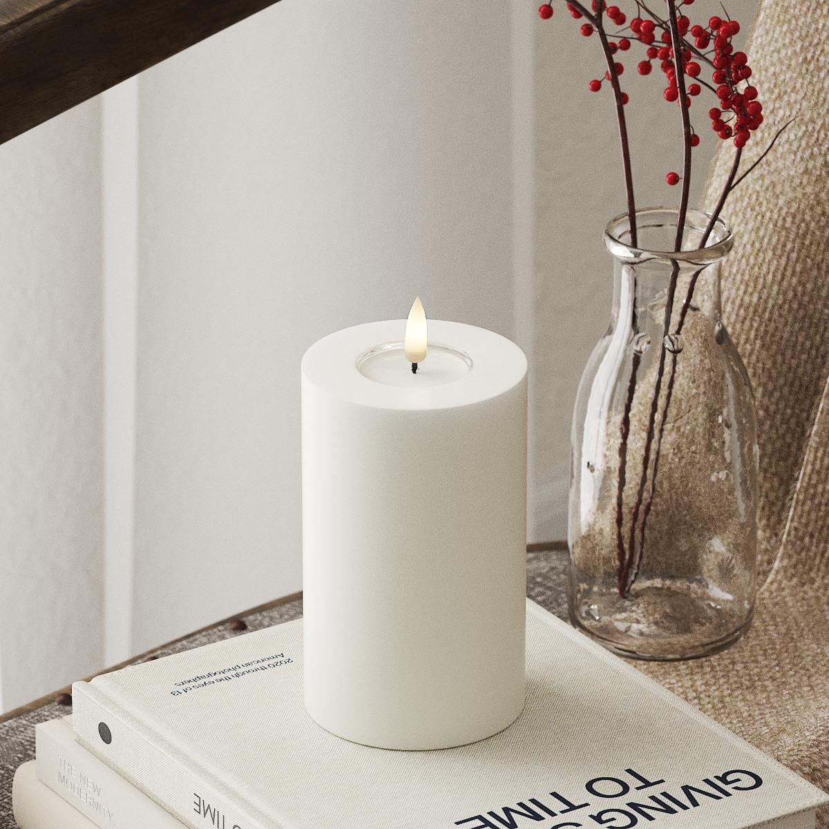 WHITE OUTDOOR LED CANDLE 7.62x12.7 CM