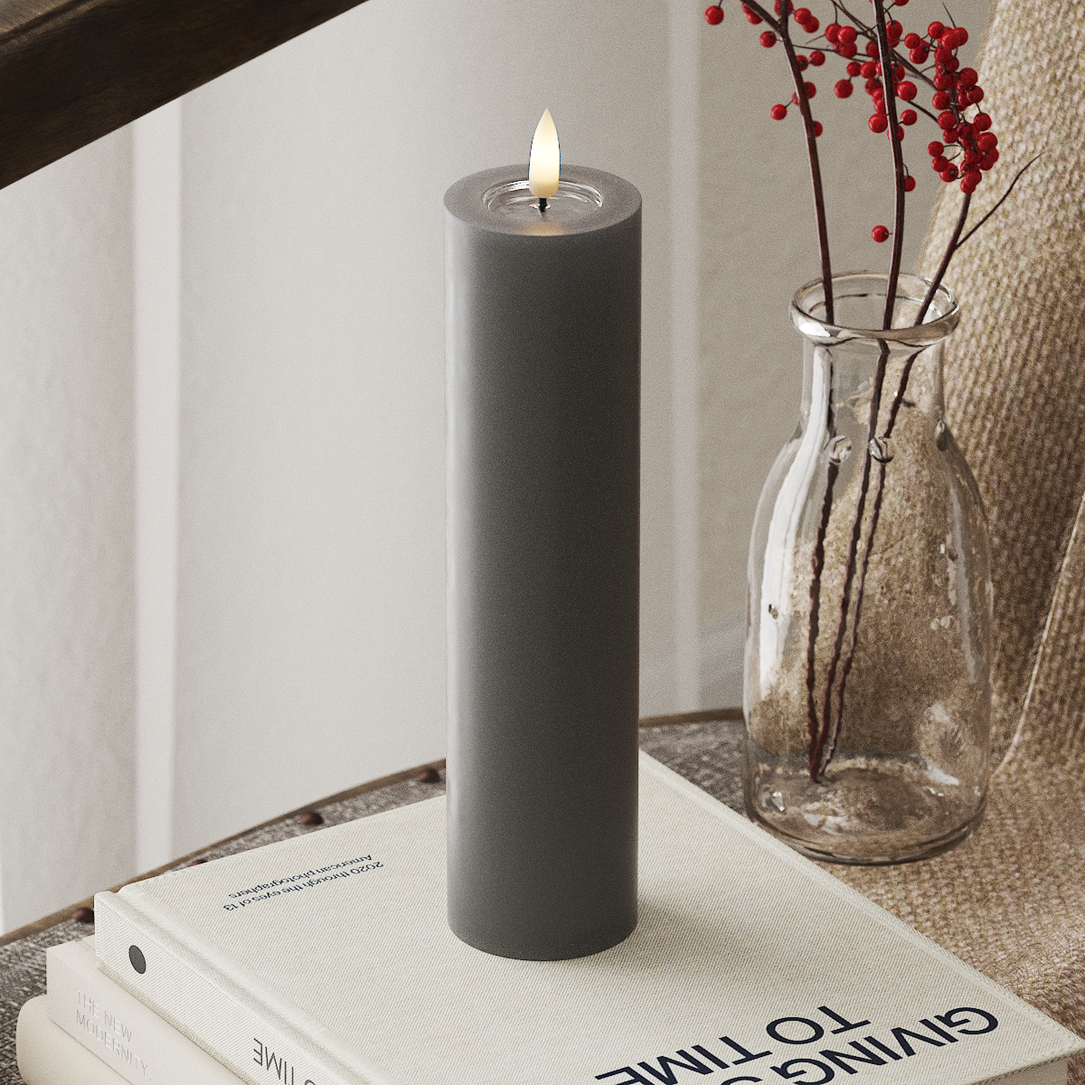 GREY LED CANDLE 5.08x20.32 CM