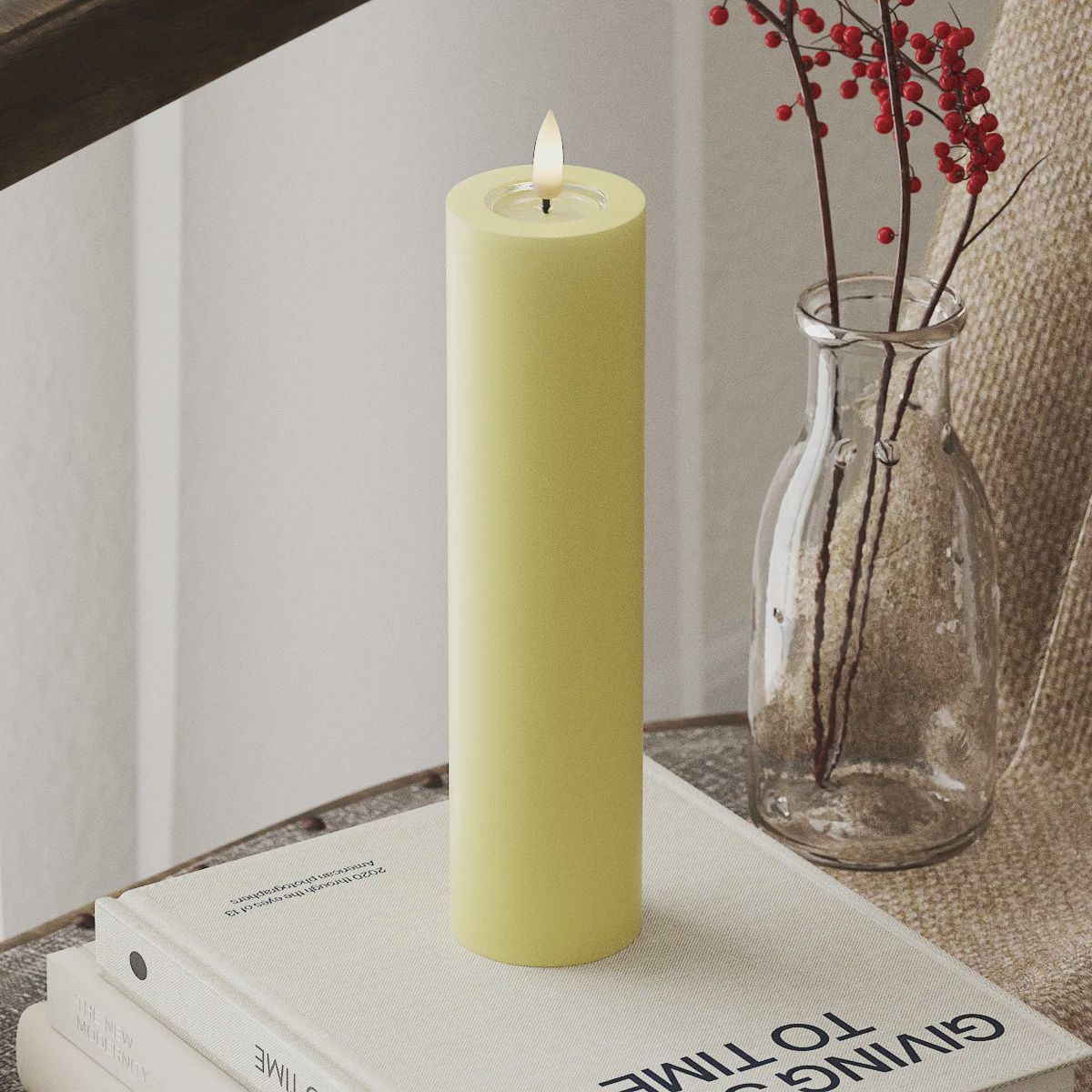 LIGHT YELLOW LED CANDLE 5.08x20.32 CM
