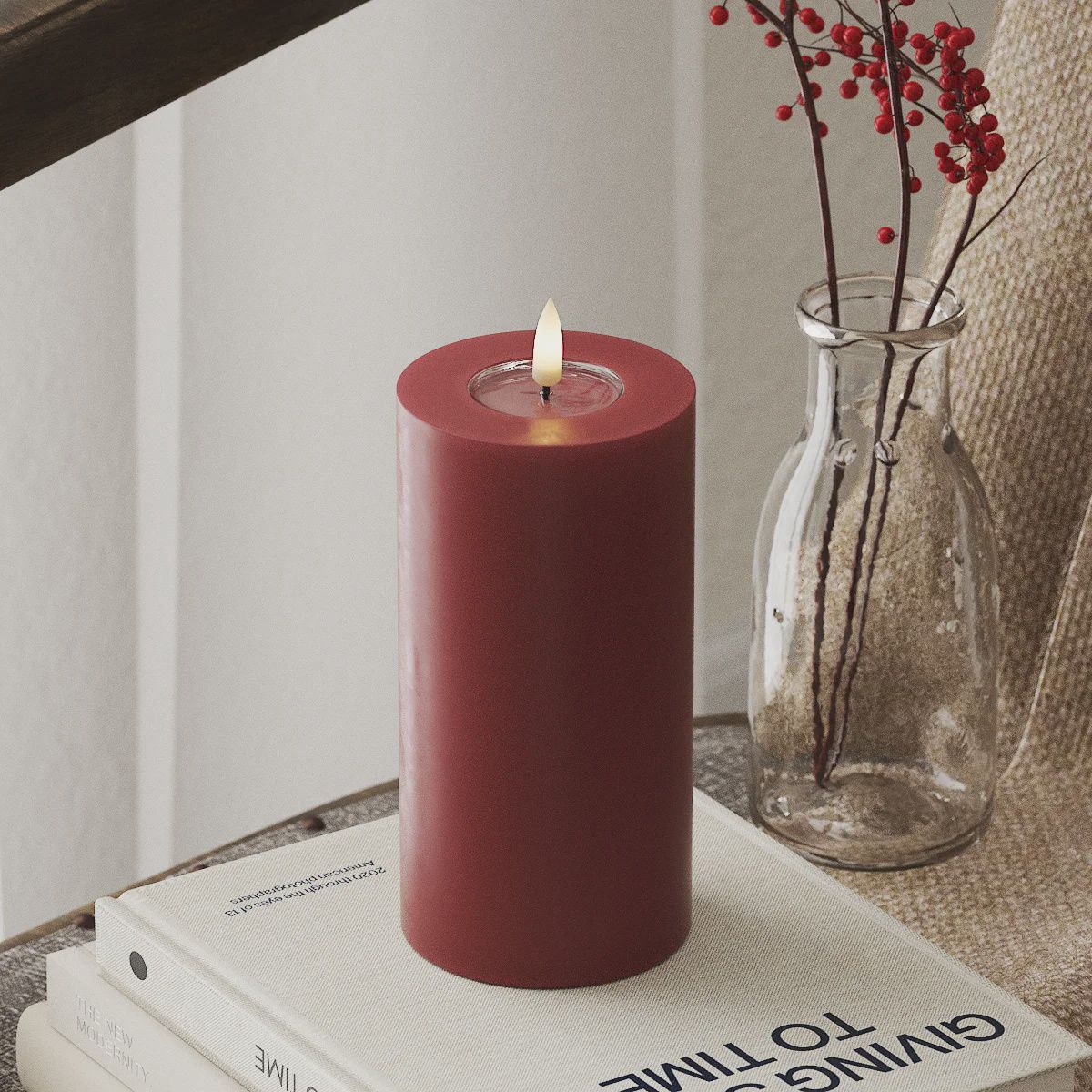 BORDEAUX LED CANDLE 7.62x15.24 CM