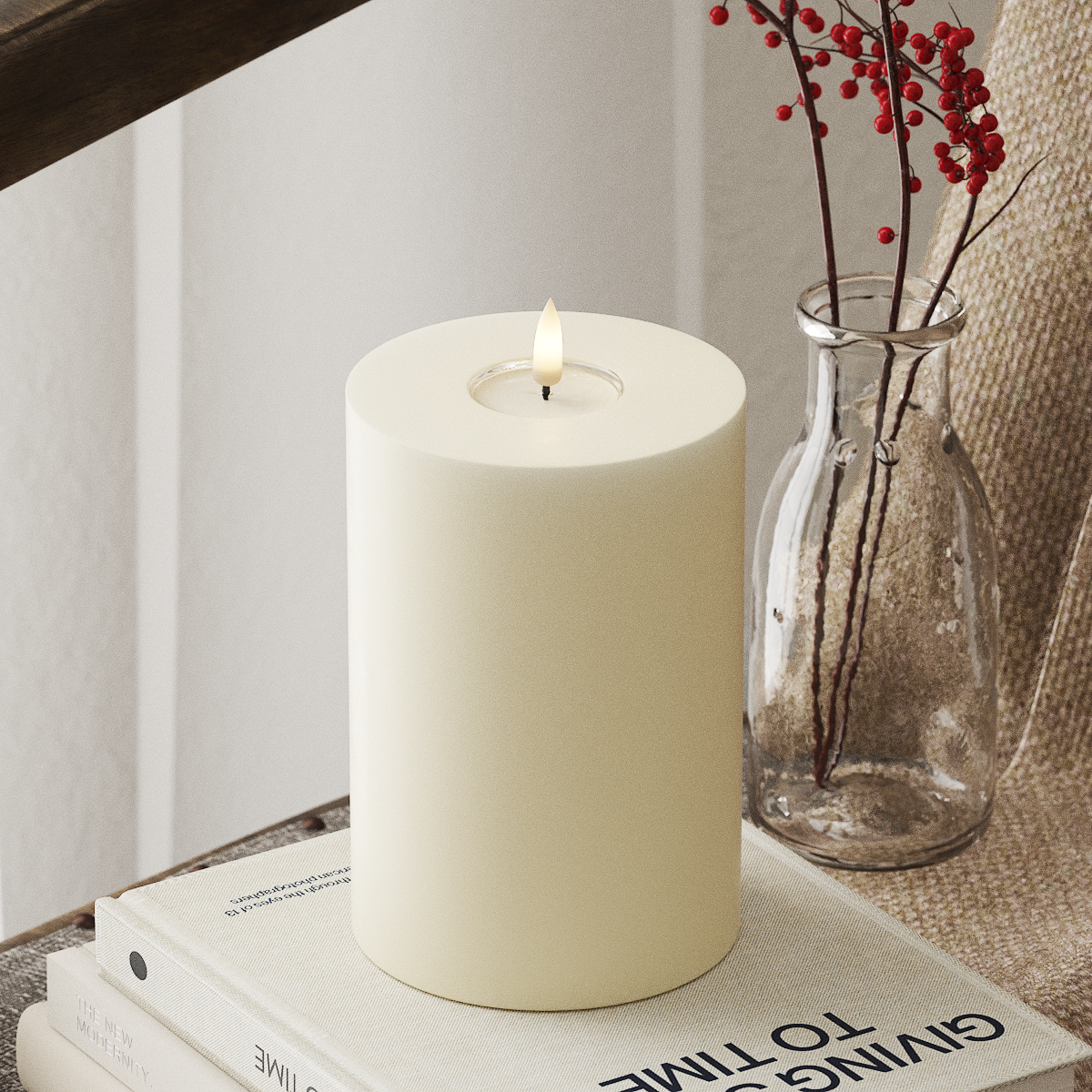 CREAM LED CANDLE 10.16x15.24 CM