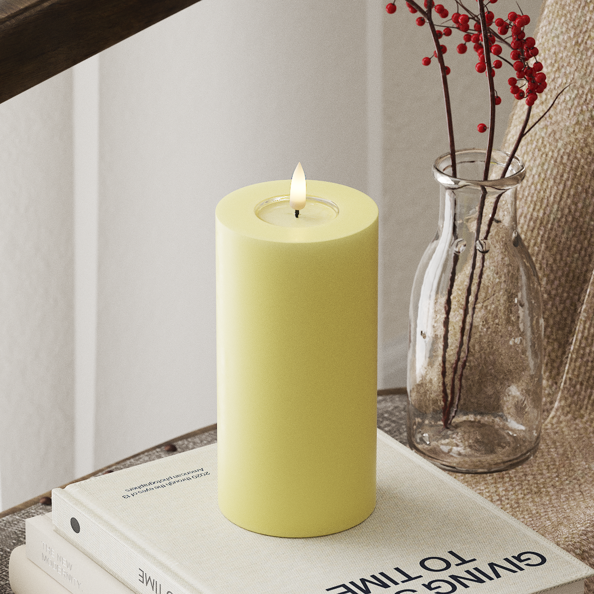 LIGHT YELLOW LED CANDLE 7.62x15.24 CM