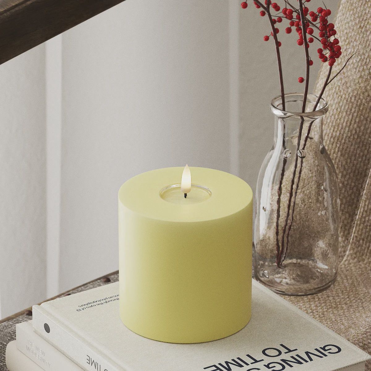 LIGHT YELLOW LED CANDLE 10.16x10.16 CM