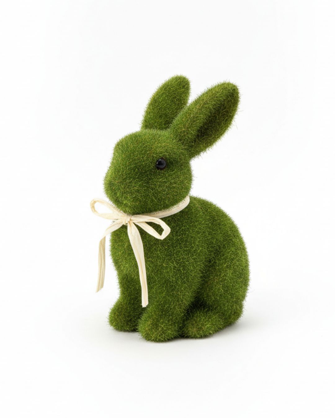 Mossy Bunny with Raffia Bow  6" green