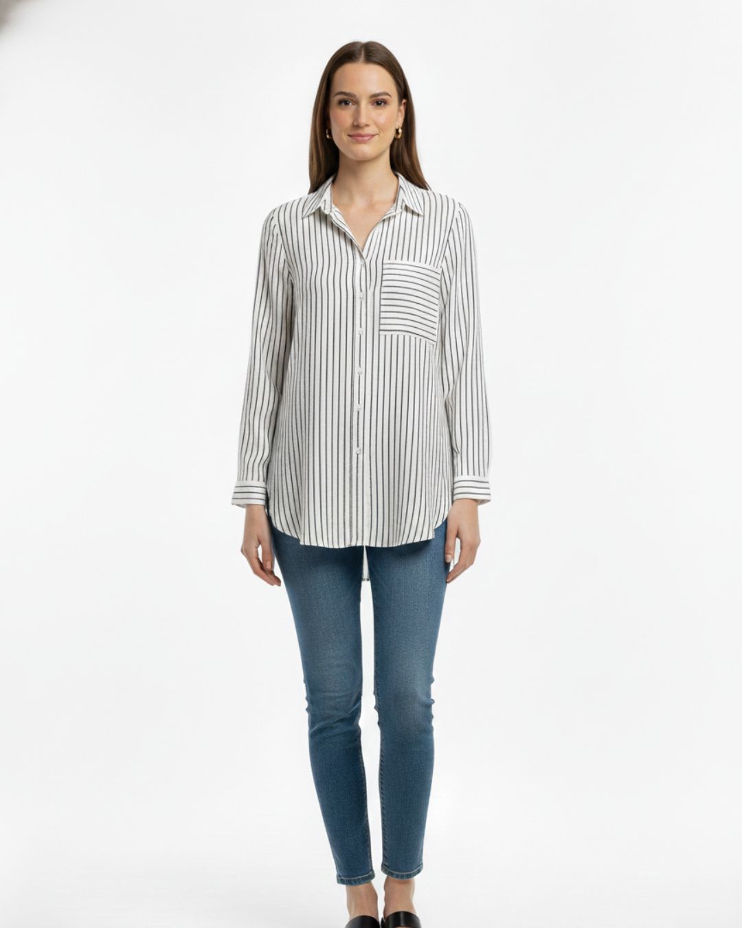 COTTON SEERCUKER OVERSIZED COLLARED BLOUSE