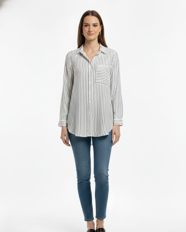 COTTON SEERCUKER OVERSIZED COLLARED BLOUSE