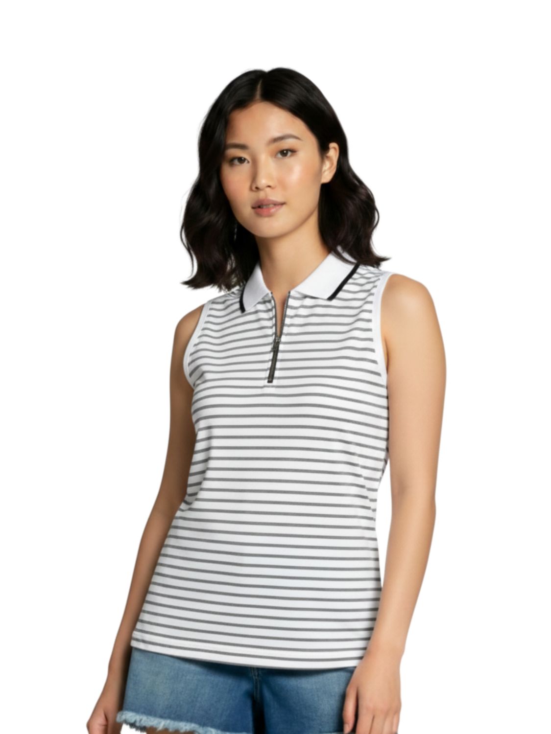 Sleeveless Polo, Colour: White, Size: Small