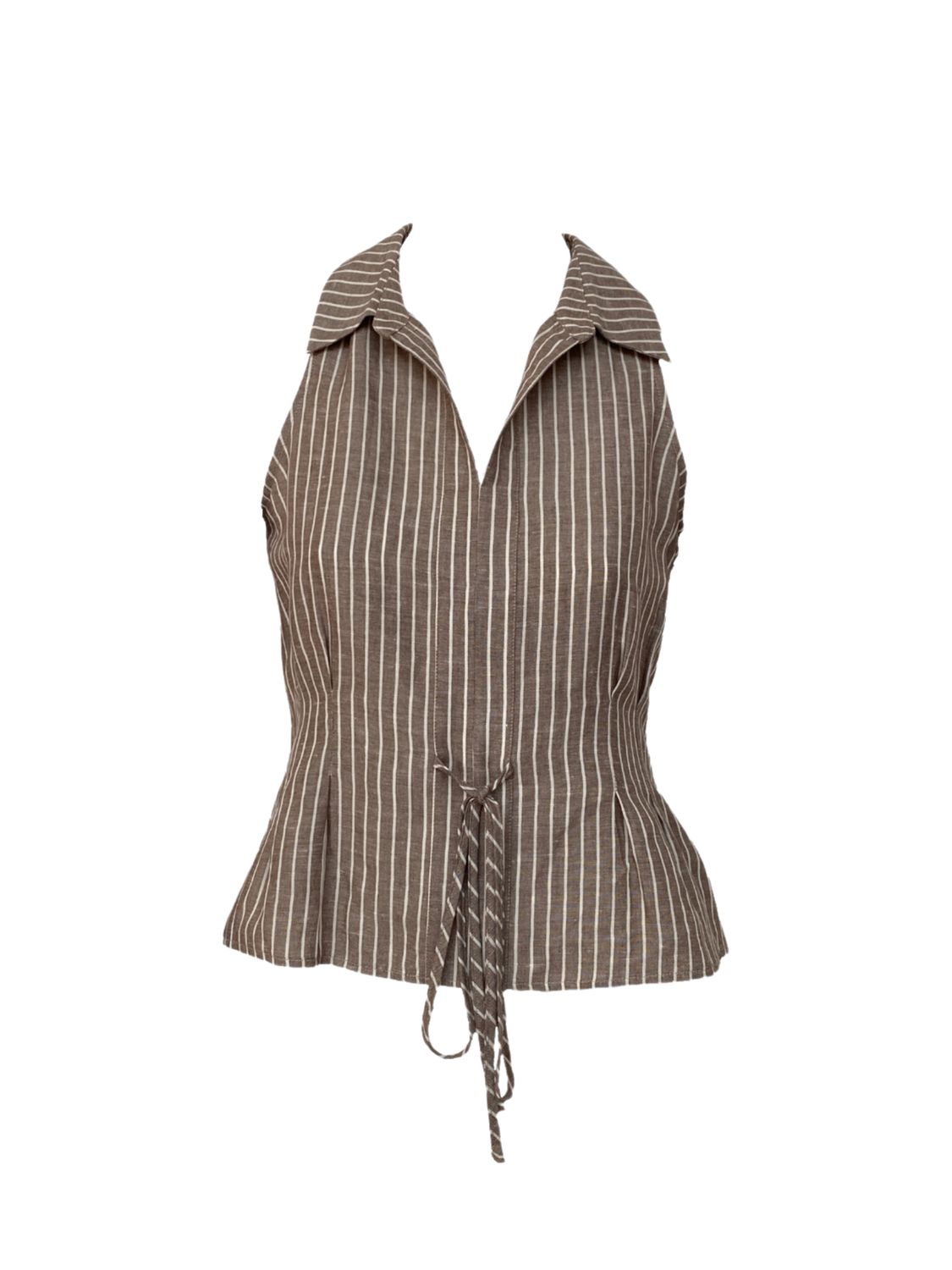 Striped Collared Tank With Waist