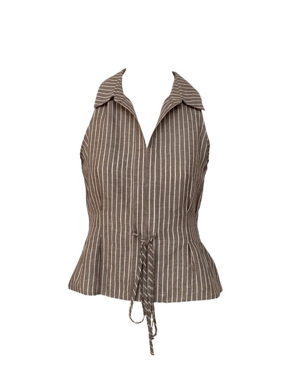 Striped Collared Tank With Waist