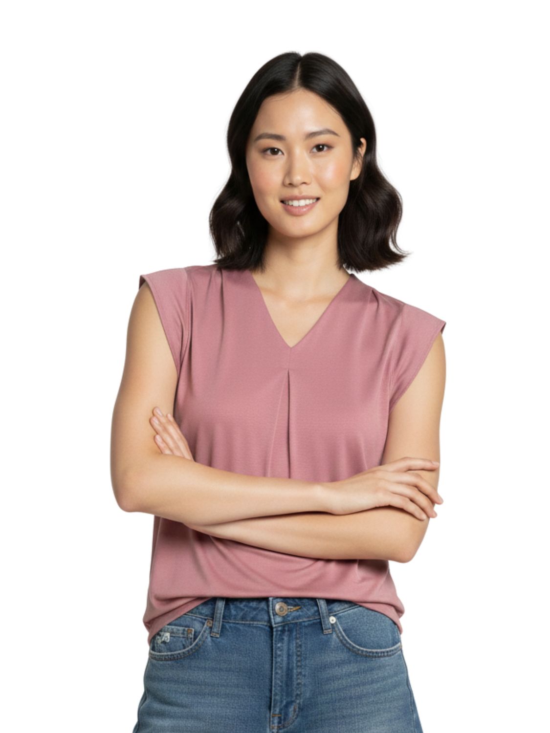 V-Neck Thick Top, Colour: Coralblush, Size: Small