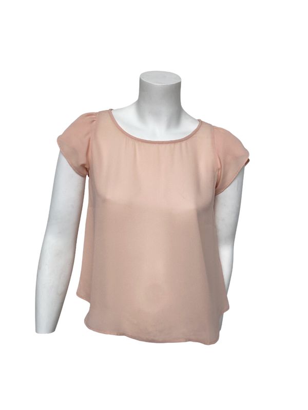 Sheer Chiffon Cap Sleeve Blouse