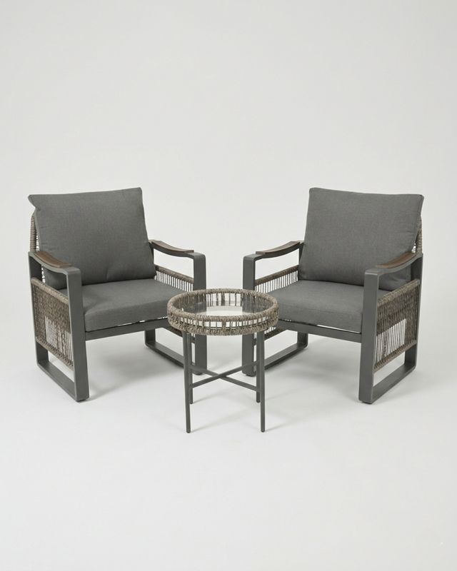 Montevideo Set Anthracite - 2 Chairs and End table