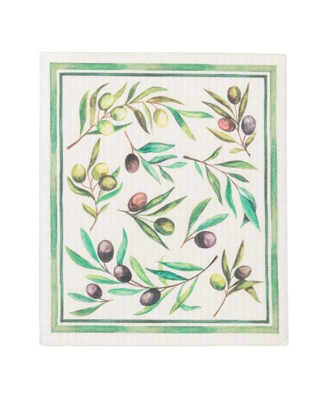 Olives &amp; Leaves Dishcloth-6.75x7.5"L