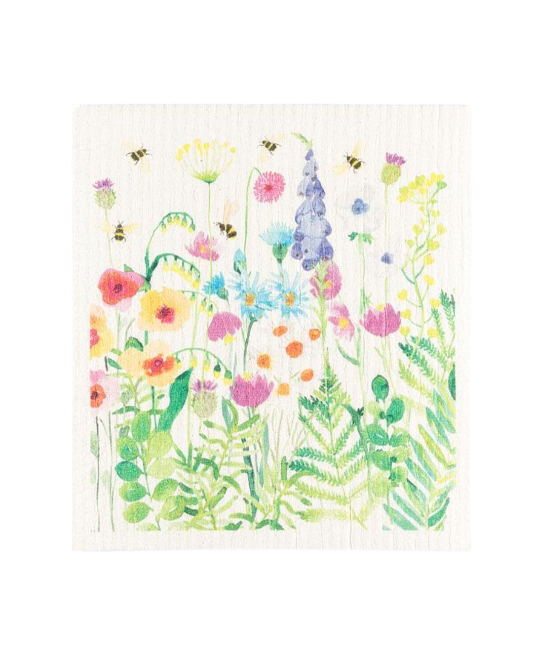 Bee Garden Dishcloth-6.75x7.5"L