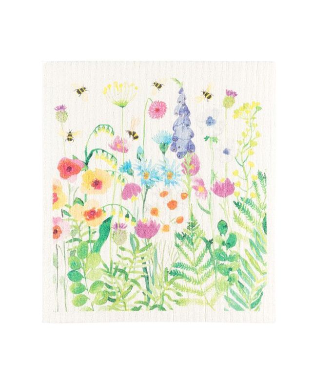 Bee Garden Dishcloth-6.75x7.5"L