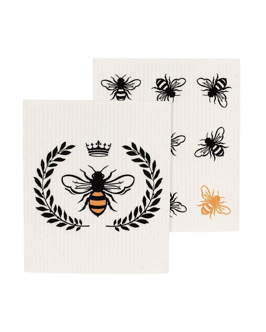 S/2 Bee in Crest Dishcloths-6.5x8"L