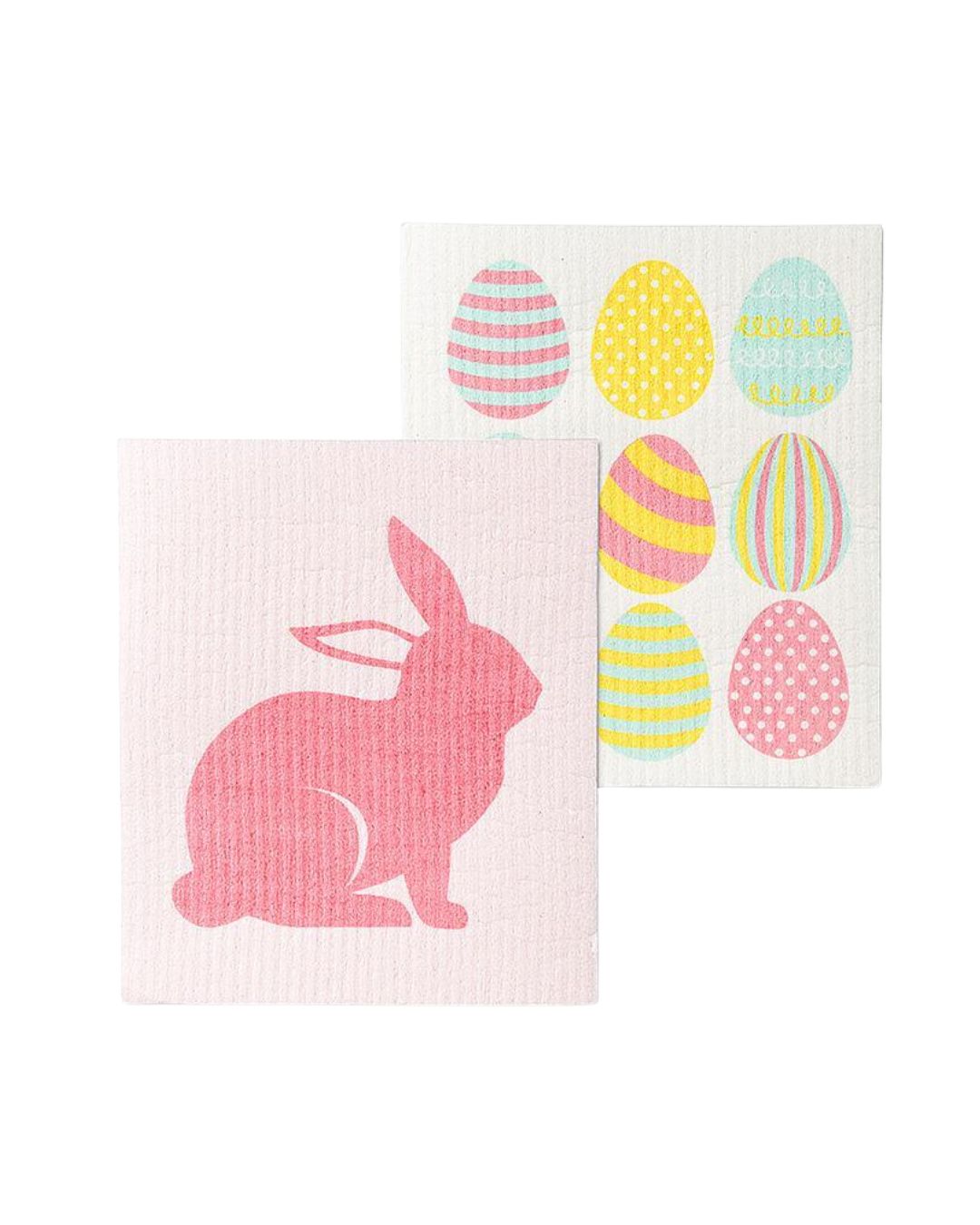 S/2 Easter Egg &amp; Bunny Dishcloths-6.5x8"L
