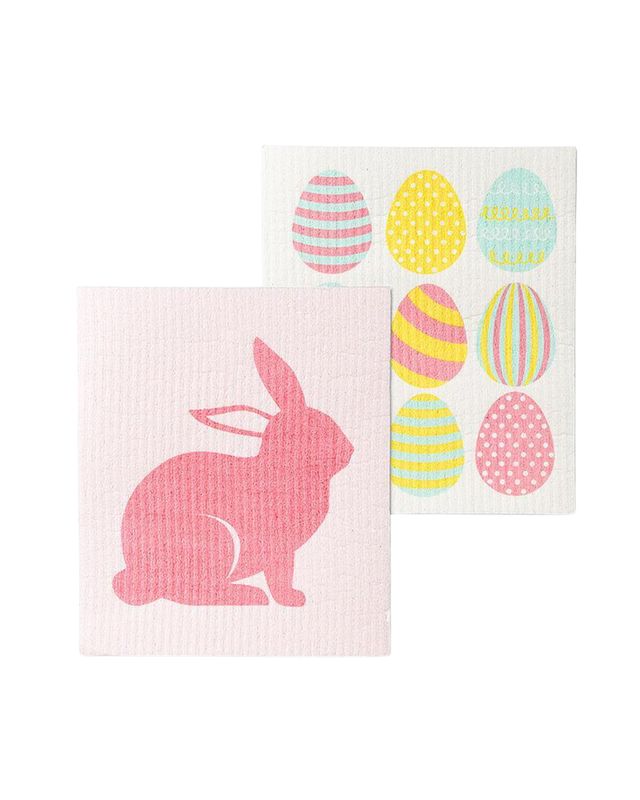 S/2 Easter Egg &amp; Bunny Dishcloths-6.5x8"L