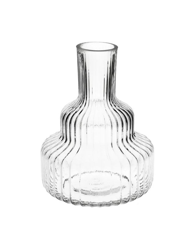 VASE LARGE GLASS RIBBED CLEAR
