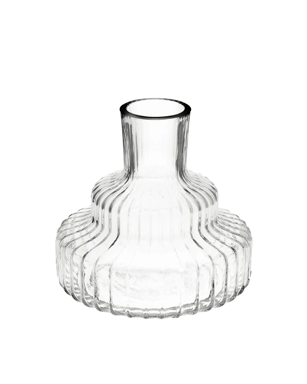 VASE SMALL GLASS RIBBED CLEAR