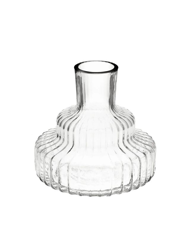 VASE SMALL GLASS RIBBED CLEAR