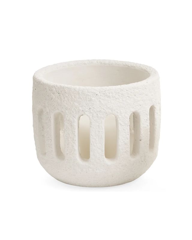 Large Cement Candle Holder – Greige Finish, 5" x 4"