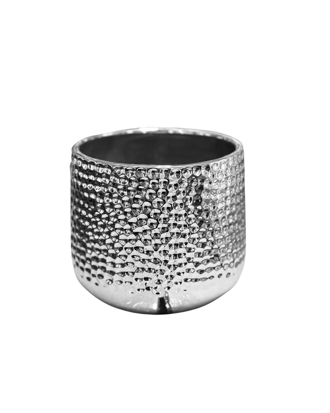 Silver Hammered Metallic Pot – 4"