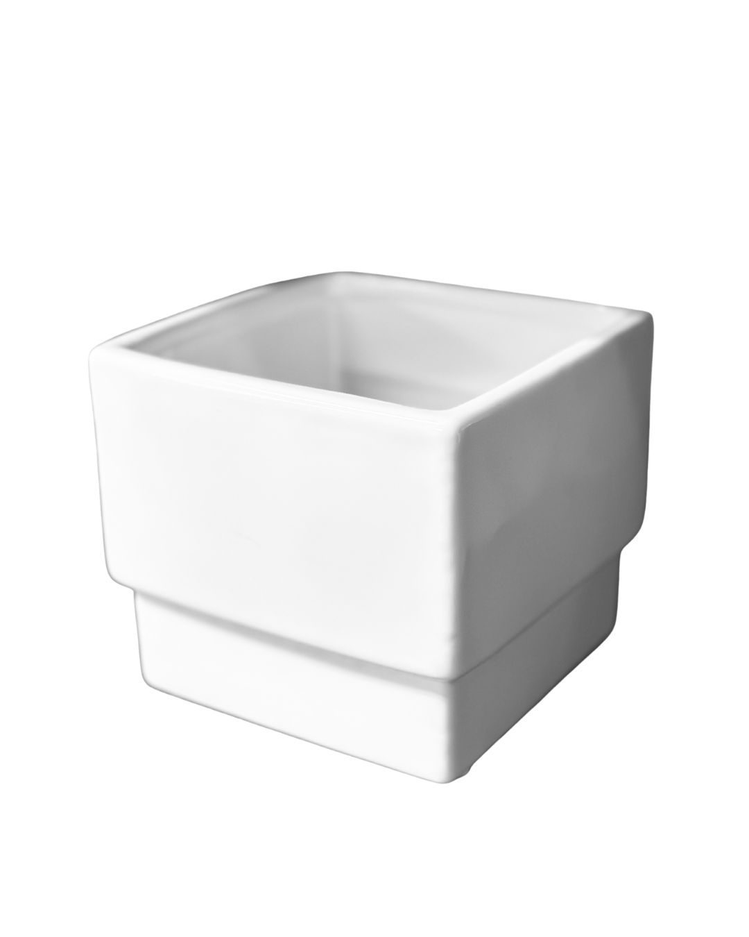 Classic Square Ceramic Pot – White, 6"