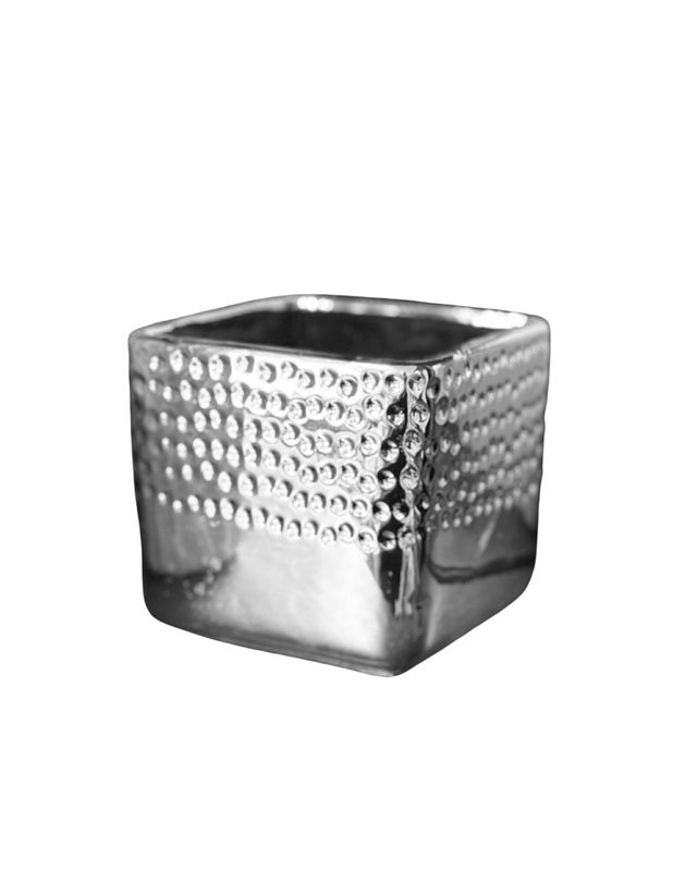 Silver Dotted Accent Pot – 4"