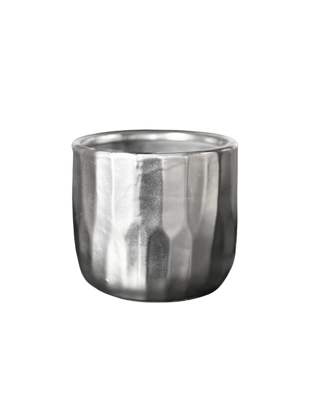Silver Rippled Texture Pot – 4"