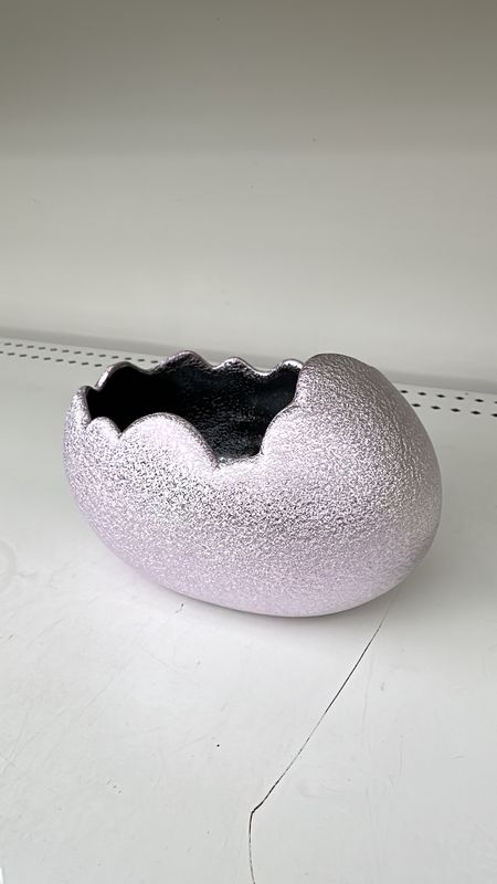 Metallic Lavender Egg Pot 5.9"DX3.6"H