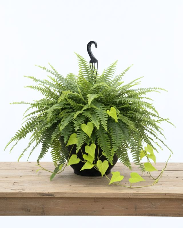 15" Pot Boston Fern with Green Potato Vine