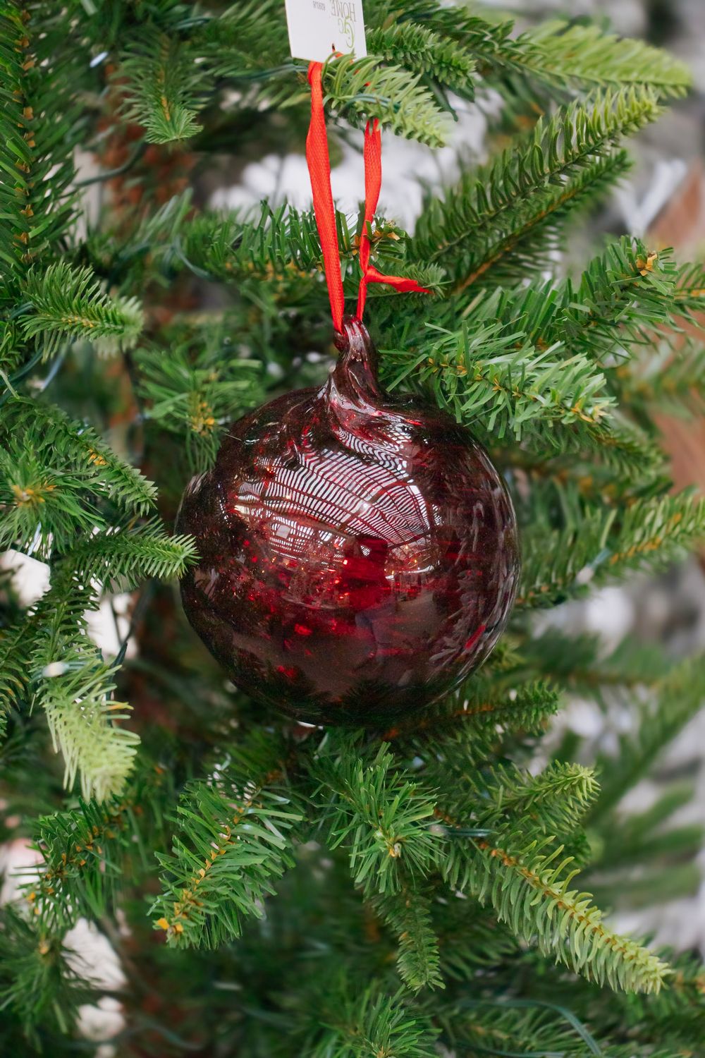 Thick Striped Glass Ball Ornament