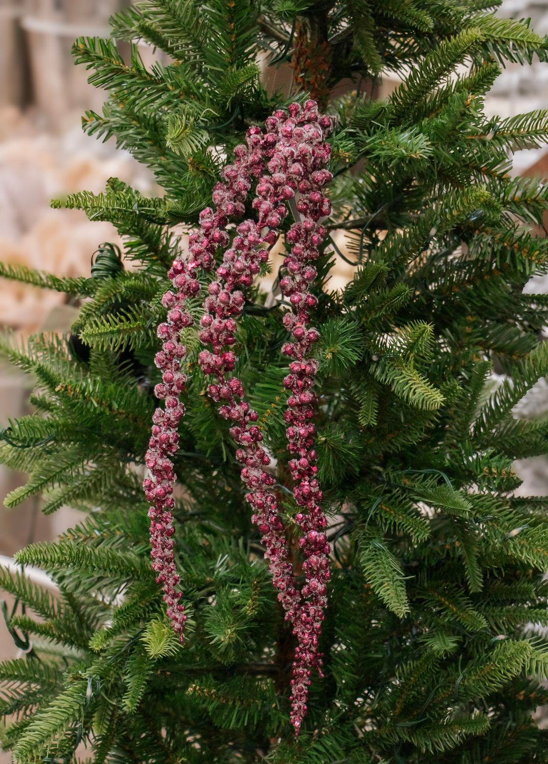 Iced Hanging Berry Spray 36" Plum with Ice Glitter