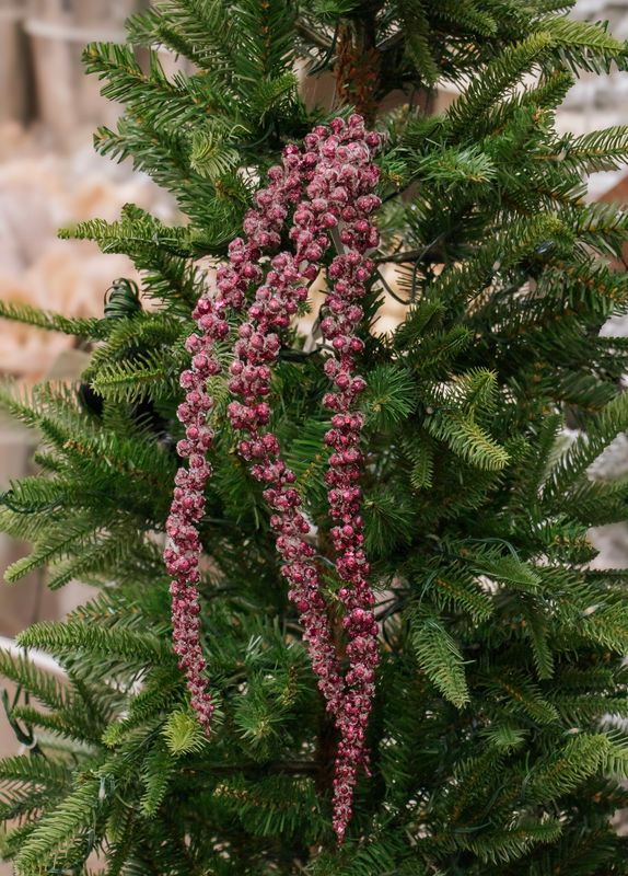 Iced Hanging Berry Spray 36" Plum with Ice Glitter