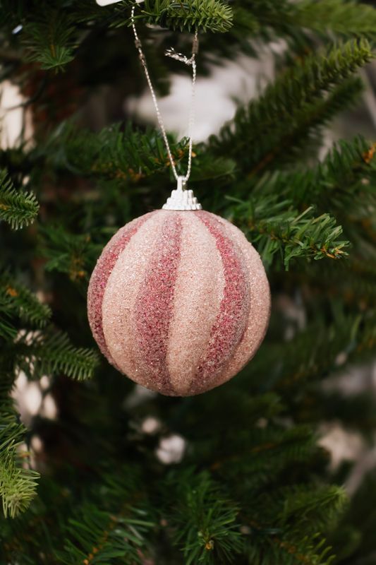 Christmas Ball Ornament – Foam Glitter Blush Pink &amp; Dark Rose