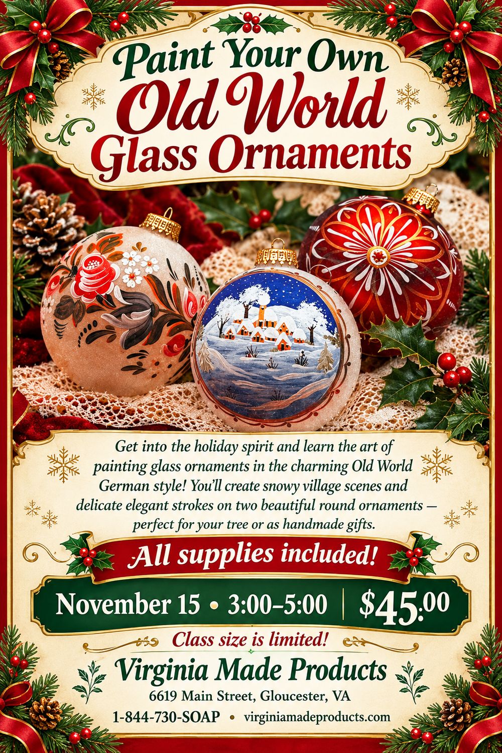 Classes/Activities Paint Glass Ornaments November 15