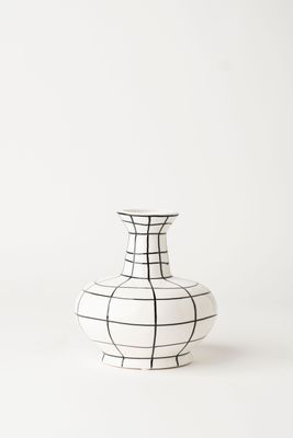 Hand-Painted Grid Vase B
