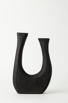 U-shaped wooden vase-black