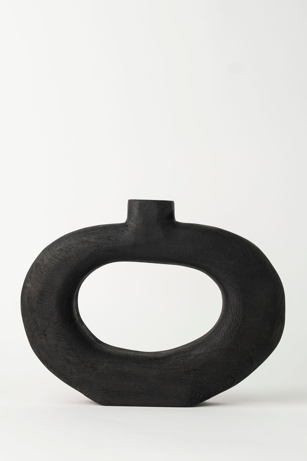 Round wooden vase-black