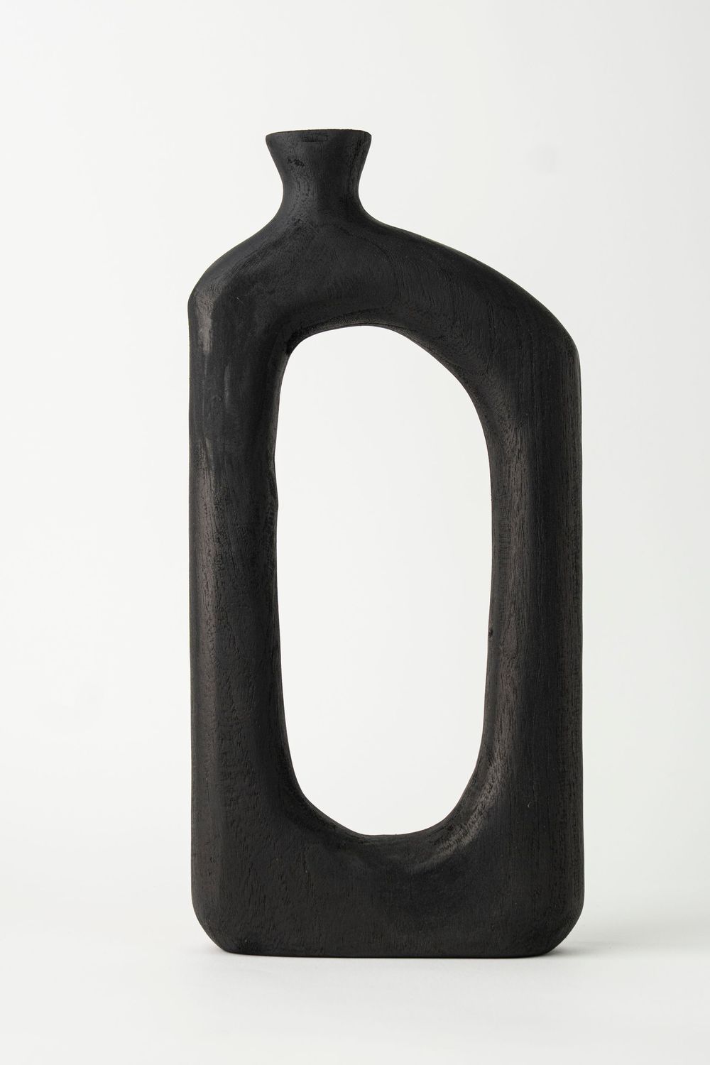 Square wooden vase-black