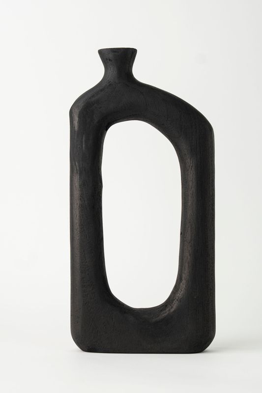 Square wooden vase-black
