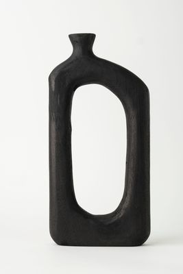 Square wooden vase-black