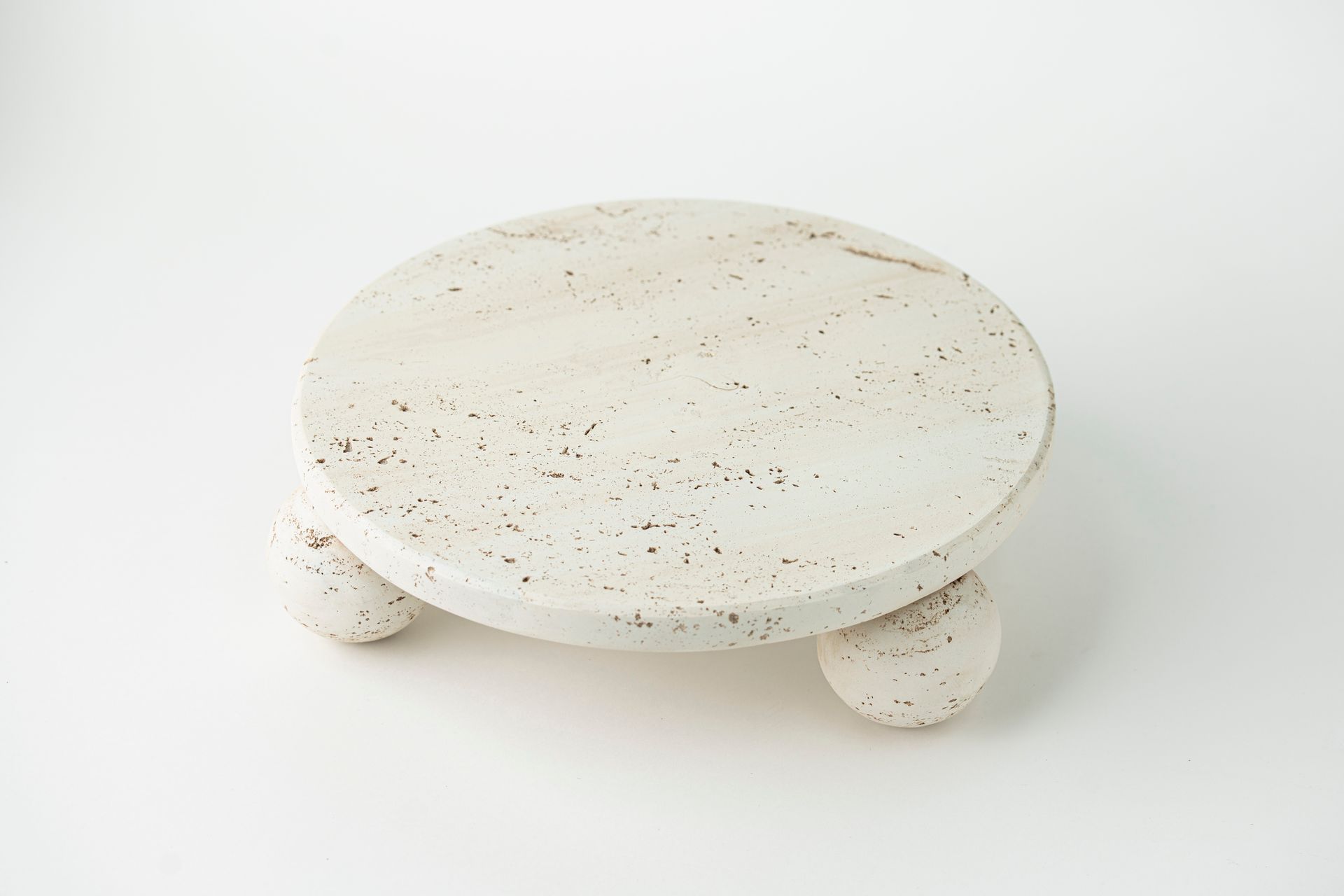 Travertine pattern plate short beige