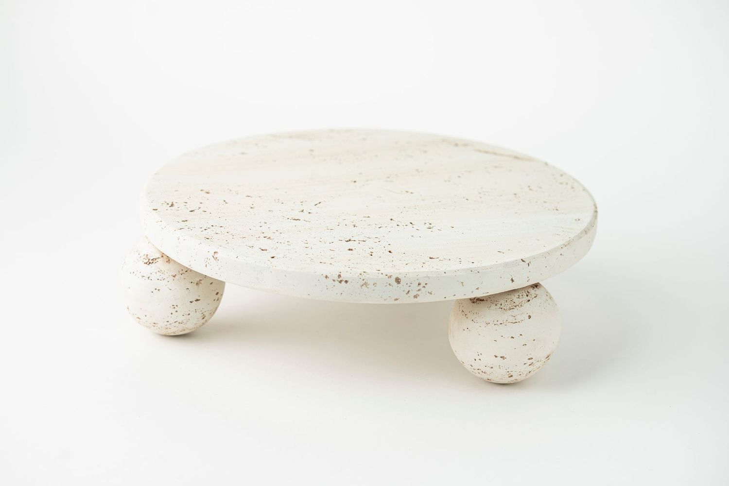Travertine pattern plate short beige