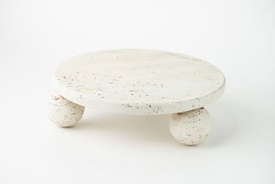 Travertine pattern plate short beige