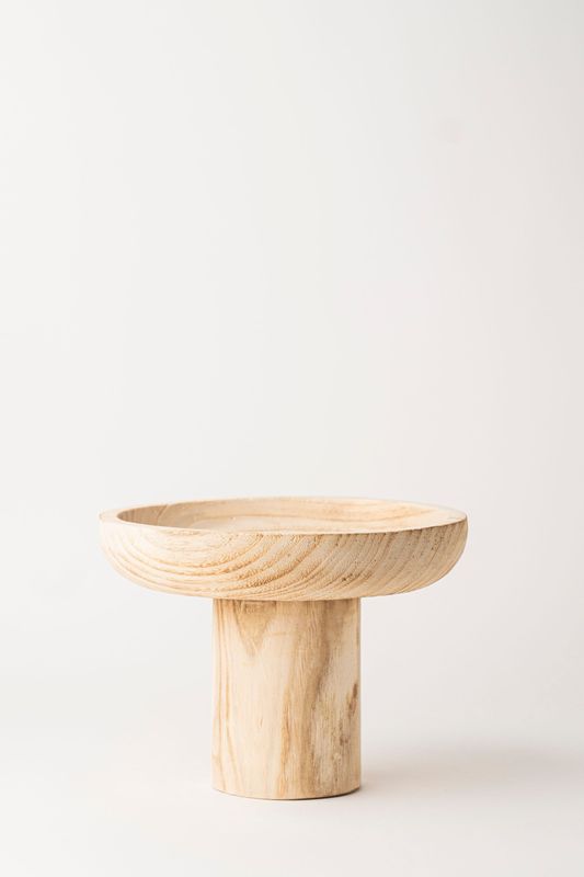 High-Legged Wooden Bowl