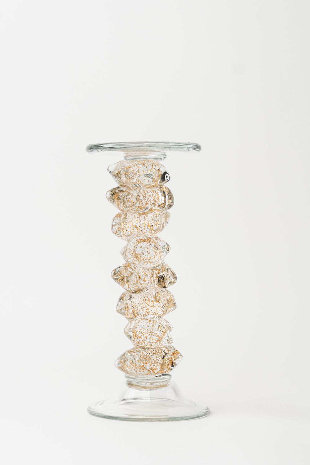 Hand-Made Glass Golden Candlestick Tall