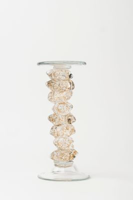 Hand-Made Glass Golden Candlestick Tall