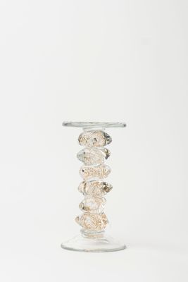 Hand-Made Glass Golden Candlestick Short